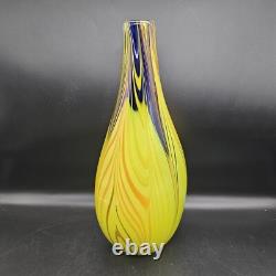 Vintage Professional Studio/Murano Italy Sommerso 14 Art Glass Vase Blue Yellow