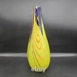 Vintage Professional Studio/Murano Italy Sommerso 14 Art Glass Vase Blue Yellow