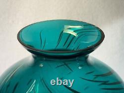 Vintage Rare Blenko Teal Blue Green Color Large Glass Vase Unique MCM 14 Tall