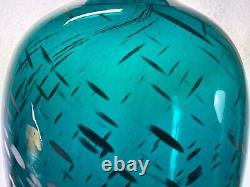 Vintage Rare Blenko Teal Blue Green Color Large Glass Vase Unique MCM 14 Tall