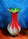 Vintage Retro 1970s Petal Mouthed Blown Art Glass Vase/13.5