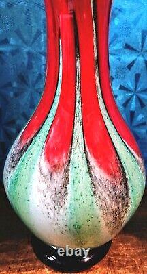 Vintage Retro 1970s Petal Mouthed Blown Art Glass Vase/13.5