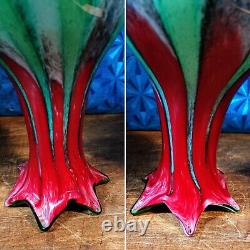 Vintage Retro 1970s Petal Mouthed Blown Art Glass Vase/13.5