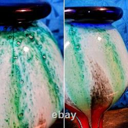 Vintage Retro 1970s Petal Mouthed Blown Art Glass Vase/13.5