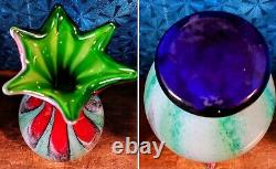 Vintage Retro 1970s Petal Mouthed Blown Art Glass Vase/13.5