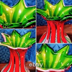 Vintage Retro 1970s Petal Mouthed Blown Art Glass Vase/13.5