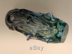 Vintage Retro Art Glass Vase Blue Green Sommerso Cased Glass Skrdlovice Czech