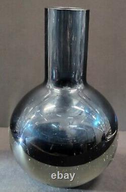 Vintage Riihimaki Lasidy Finland Blue Glass Vase #1372