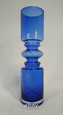 Vintage Riihimaki Riihimaen Blue Glass Hooped Vase Tamara Aladin 25.5cm tall