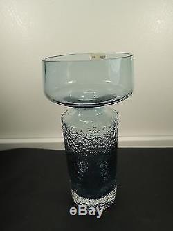 Vintage Riihimaki Teal Smokey Blue Textured Safari Vase By Tamara Aladin