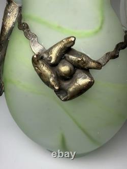 Vintage Romanian Rombladt Art Glass Vase w Bronze Mounts c. 1970s MCM