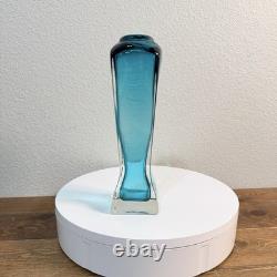 Vintage SOMMERSO Turquoise Blue Art Glass Vase MURANO Blue