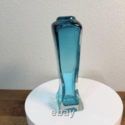 Vintage SOMMERSO Turquoise Blue Art Glass Vase MURANO Blue
