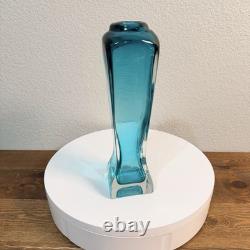 Vintage SOMMERSO Turquoise Blue Art Glass Vase MURANO Blue