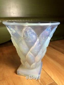 Vintage Sabino Vase France Art Deco 5 Fish'poissons' Opalescent Art Glass