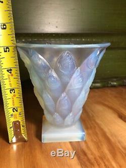 Vintage Sabino Vase France Art Deco 5 Fish'poissons' Opalescent Art Glass