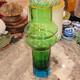 Vintage Scandi MCM Swedish Art Glass Vase Space Age Blue Green Centerpiece