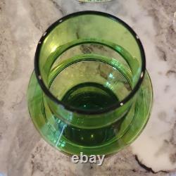 Vintage Scandi MCM Swedish Art Glass Vase Space Age Blue Green Centerpiece