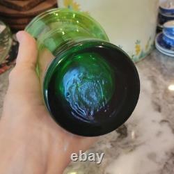 Vintage Scandi MCM Swedish Art Glass Vase Space Age Blue Green Centerpiece