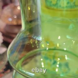 Vintage Scandi MCM Swedish Art Glass Vase Space Age Blue Green Centerpiece
