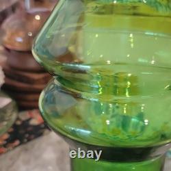Vintage Scandi MCM Swedish Art Glass Vase Space Age Blue Green Centerpiece