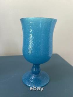 Vintage Seguso Blue Murano Pulegoso Goblet Glass