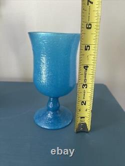 Vintage Seguso Blue Murano Pulegoso Goblet Glass