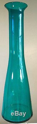 Vintage Signed Blenko Glass Vase Catalog 5415 Architectural Scale Teal