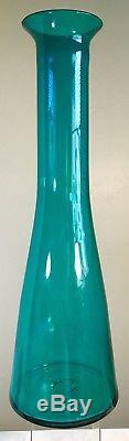 Vintage Signed Blenko Glass Vase Catalog 5415 Architectural Scale Teal