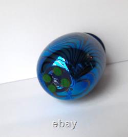 Vintage Small Art Deco Iridescent / Mirror Cobalt Blue Swirl Vase (Unsigned)