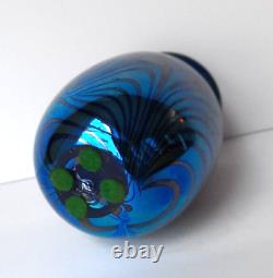 Vintage Small Art Deco Iridescent / Mirror Cobalt Blue Swirl Vase (Unsigned)