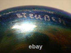 Vintage Steuben Blue Aurene Iridescent Bolbous Glass 8 Vase