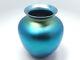 Vintage Steuben Blue Aurene Iridescent Glass Vase, 6 1/2