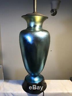 Vintage Steuben Glass Blue Aurene Vase Lamp Shape #3285 16+