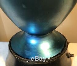 Vintage Steuben Glass Blue Aurene Vase Lamp Shape #3285 16+