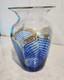 Vintage Steven Correia Art Glass Vase Pulled Feather Signed Dated 1980 Blue Gold