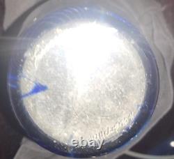 Vintage Steven Correia Art Glass Vase Pulled Feather Signed Dated 1980 Blue Gold