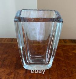 Vintage Strombergshyttan Glass Vase with a light blue tint. Circa 1960's