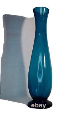 Vintage Tall Blue Blenko Glass Vase 19 Wayne Husted 1957 #5715 Rare