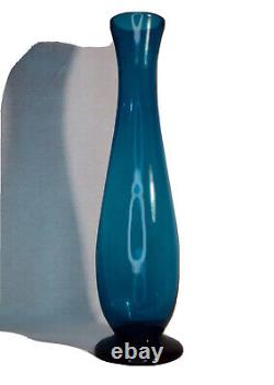 Vintage Tall Blue Blenko Glass Vase 19 Wayne Husted 1957 #5715 Rare