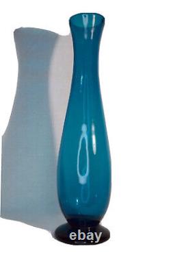 Vintage Tall Blue Blenko Glass Vase 19 Wayne Husted 1957 #5715 Rare