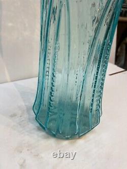 Vintage Tall Blue Glass Vase