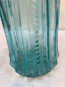 Vintage Tall Blue Glass Vase