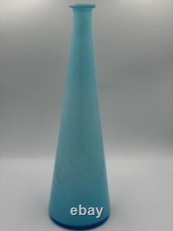 Vintage Tall Blue Opaline Glass Vase 17 Mid Century Modern Cased Glass