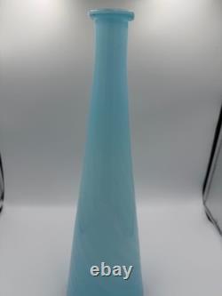 Vintage Tall Blue Opaline Glass Vase 17 Mid Century Modern Cased Glass