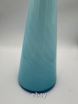 Vintage Tall Blue Opaline Glass Vase 17 Mid Century Modern Cased Glass