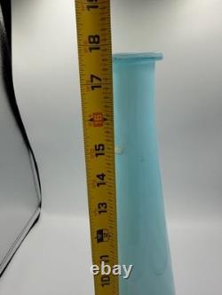 Vintage Tall Blue Opaline Glass Vase 17 Mid Century Modern Cased Glass