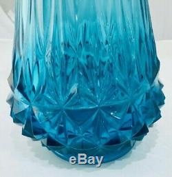 Vintage Tall L. E Smith Blue Vase