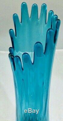 Vintage Tall L. E Smith Blue Vase