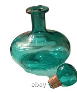 Vintage Teal Bubble Glass Vase